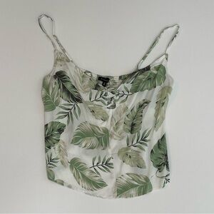 Dynamite White and Green Tropical Camisole Size Medium